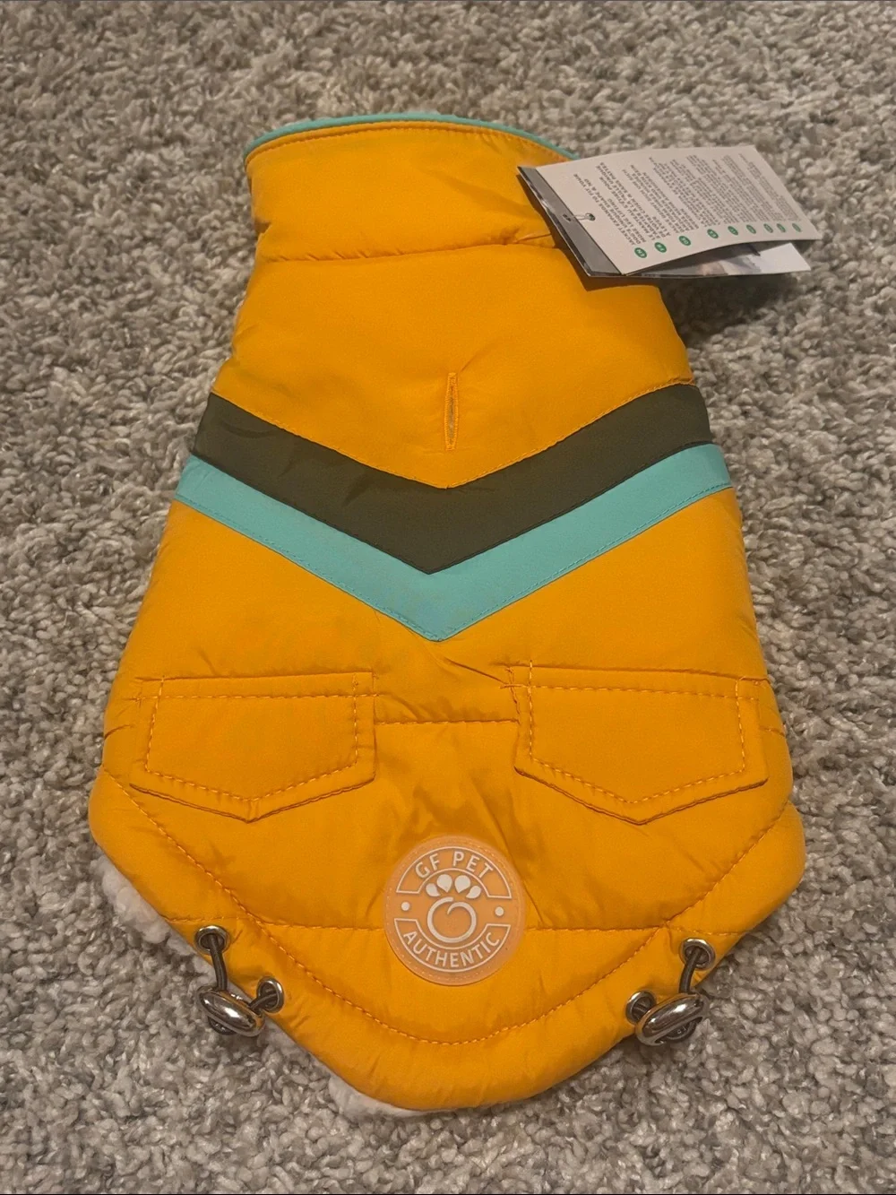 NWT GF Pet Alpine Puffer Dog Coat Yellow XXS